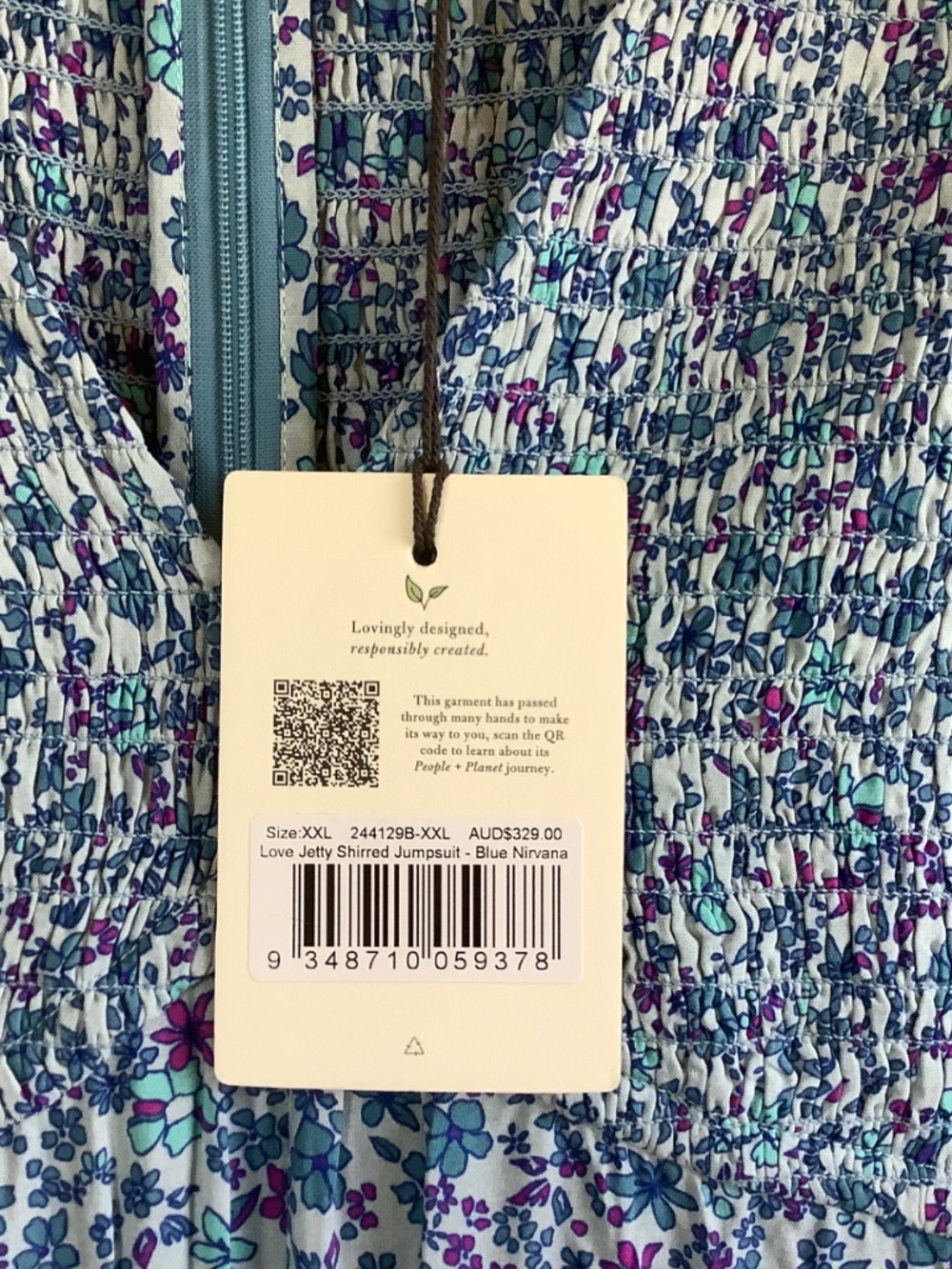 SPELL Love Jetty Shirred Jumpsuit Blue Nirvana SZ XXL - Picture 8 of 16